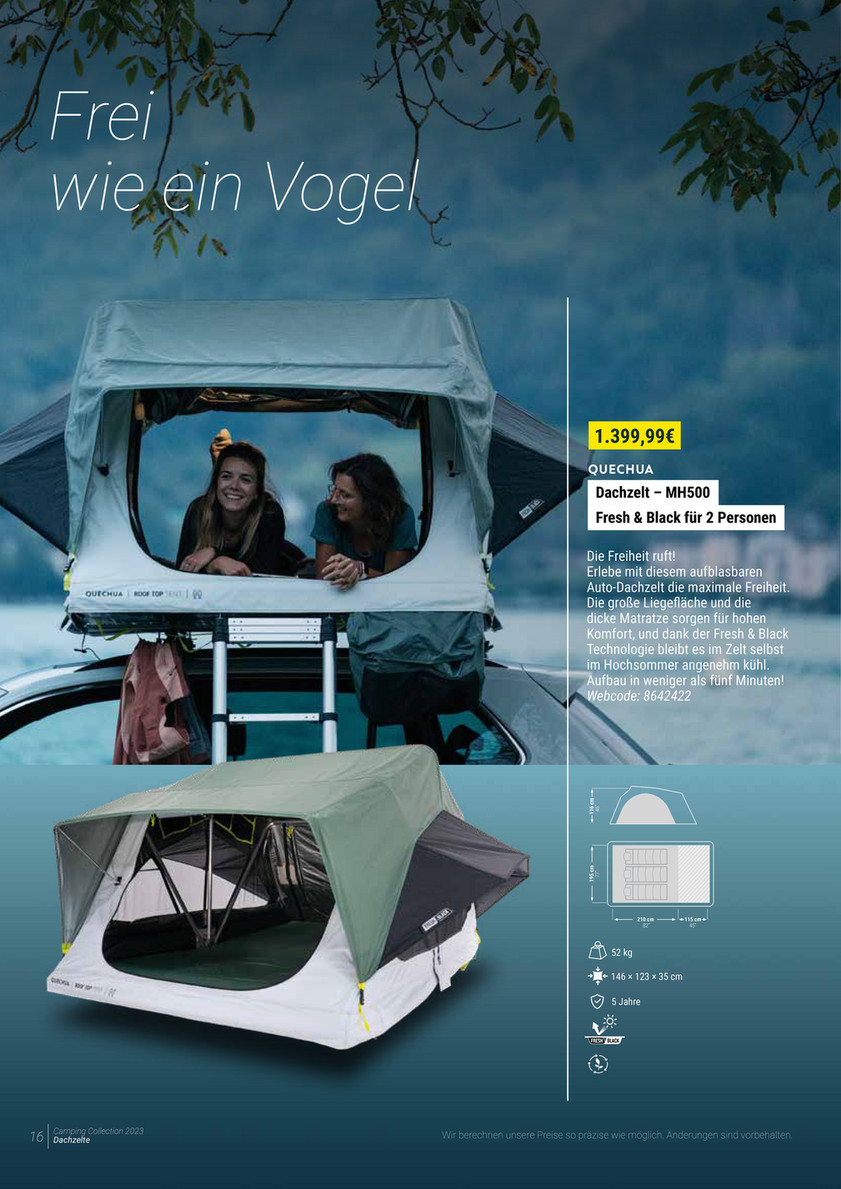 Camping Katalog Quechua 2023 | DECATHLON - Dachzelt aufblasbar Fresh &  Black - MH900 fr 2 Personen