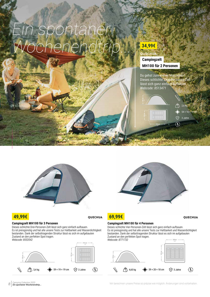 Camping Katalog Quechua 2023 | DECATHLON - Wurfzelt 2 Seconds LTD Scout fr 3  Personen braun/grn