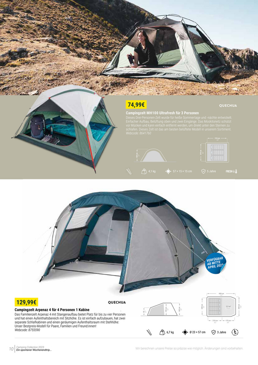 Camping Katalog Quechua 2023 | DECATHLON - Wurfzelt 2 Seconds LTD Scout fr 3  Personen braun/grn