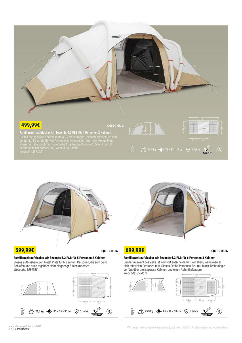 Camping Katalog Quechua 2023 | DECATHLON - Familienzelt aufblasbar Fresh &  Black - Air Seconds 4.2 fr 4 Personen 2 Kabinen