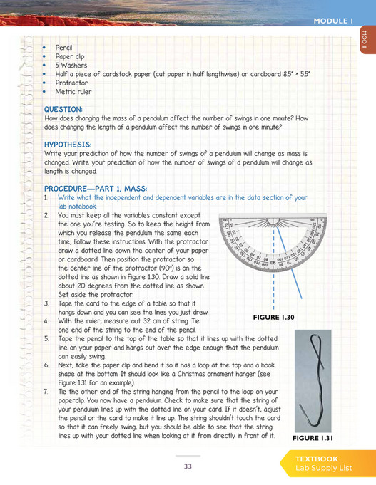 apologia physical science experiment 6.1