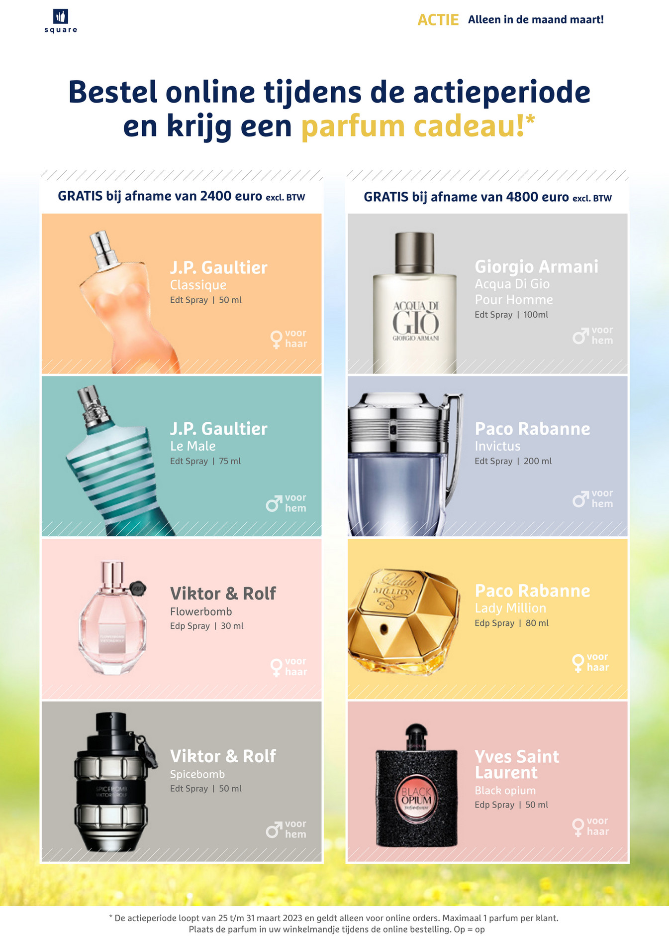 Square Dranken Nederland B.V. Parfum Actie Maart 2023 - Pagina 1