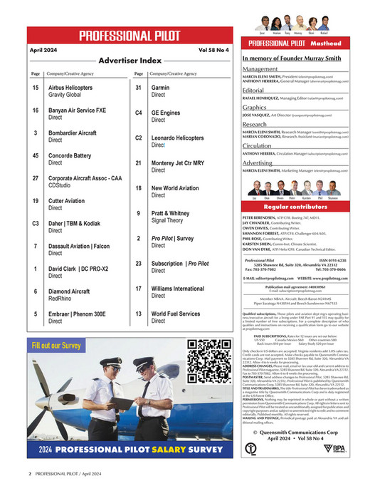 Pilot Advertisement Professional Pilot Magazine April 2024 - Page 1