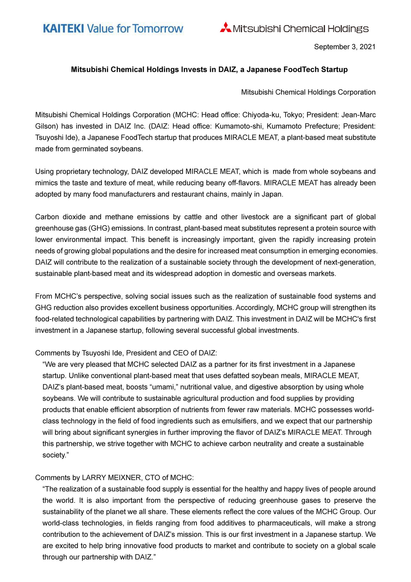 Mitsubishi chemical america daiz a japanese foodtech startup page 1
