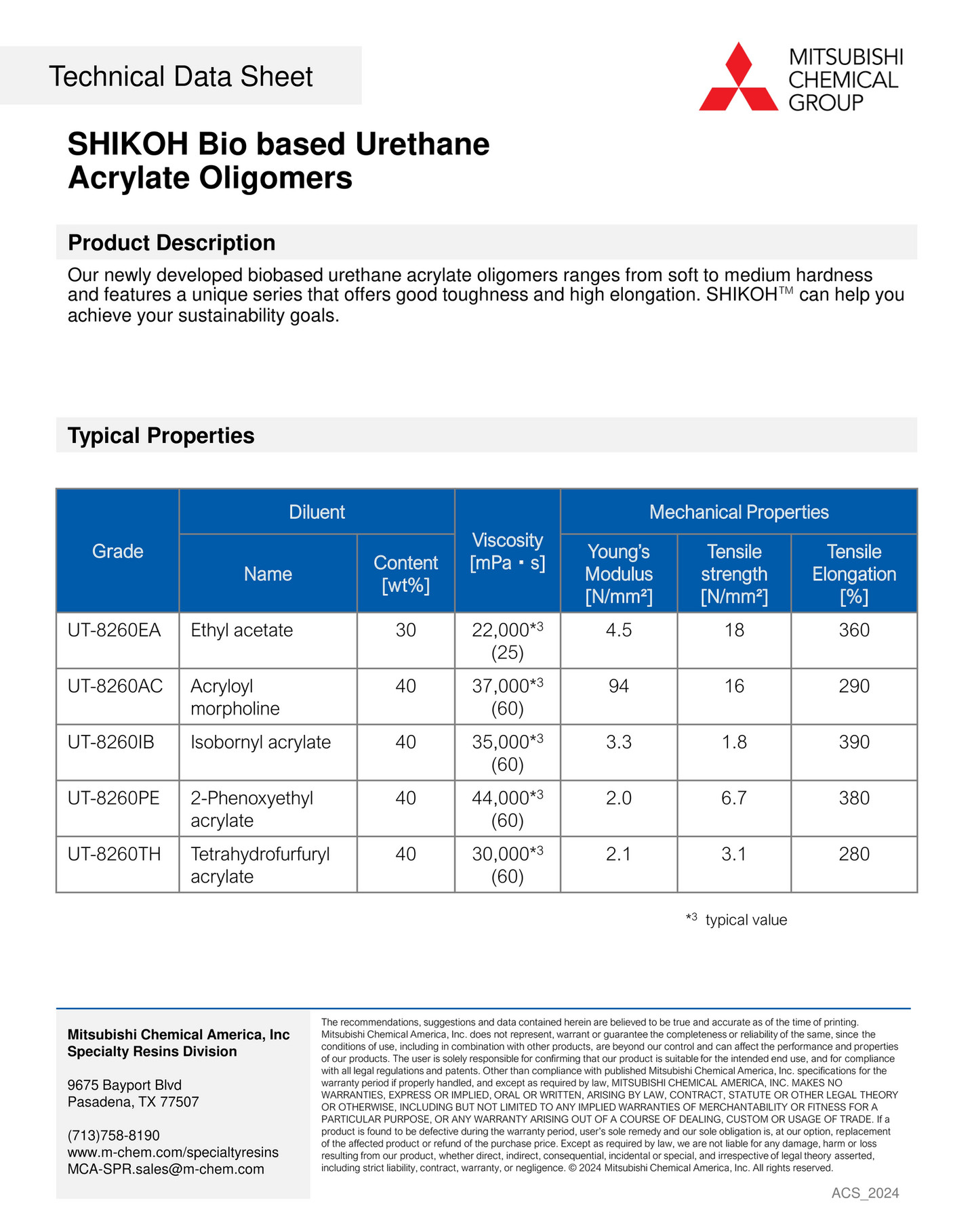 Mitsubishi Chemical America - MCC_Shikoh_Bio-based_TDS - Page 1