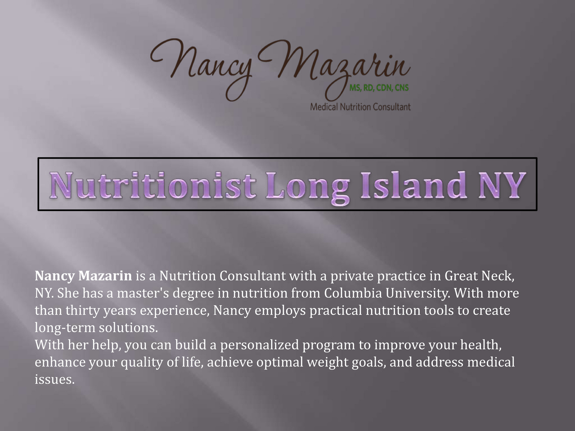 Nancymazarin Nutritionist Long Island NY Page 1 Created with