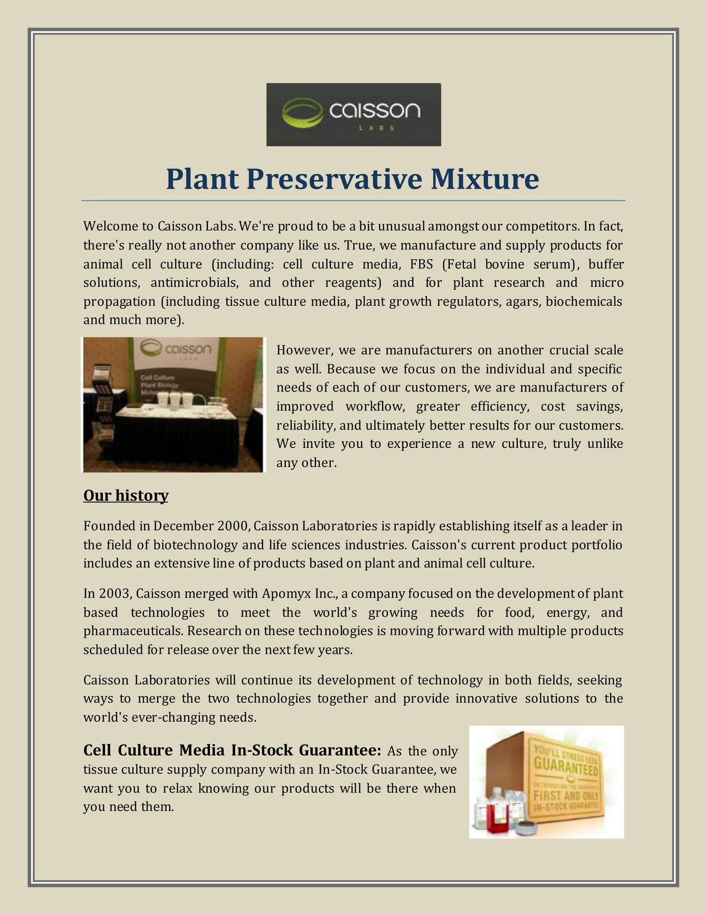 caissonlabs - Plant Preservative Mixture - Page 2-3 - Created with caissonlabs - Plant Preservative Mixture - Page 2-3 - Created with