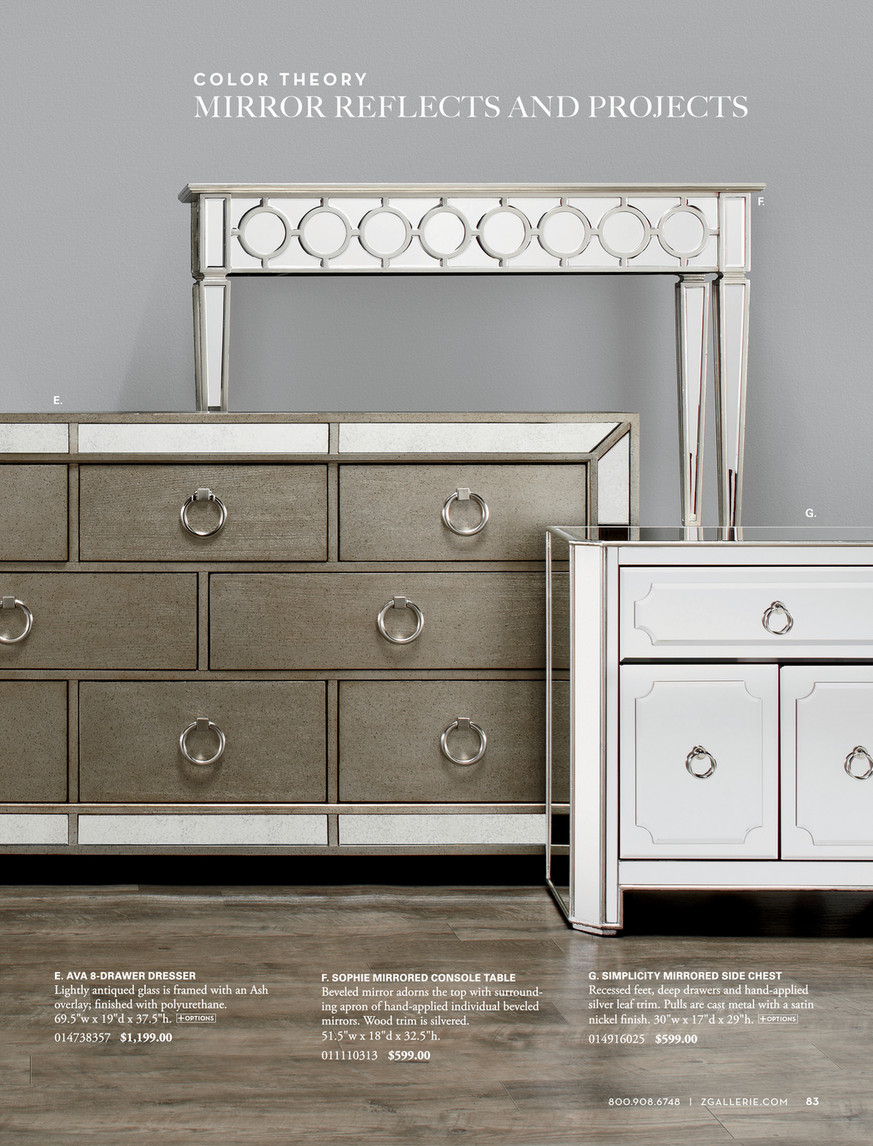 Z Gallerie Live In Color Simplicity Mirrored 6 Drawer Dresser