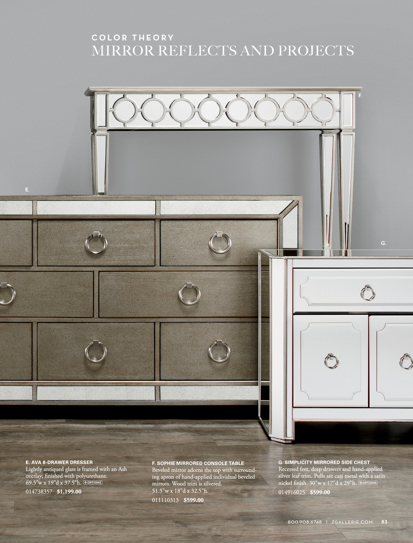 Z Gallerie Live In Color Simplicity Mirrored 5 Drawer Hall