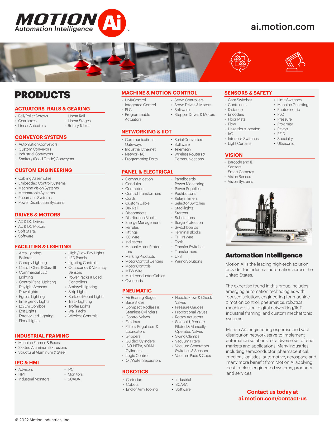 Motion Ai Texas Linecard Page 1