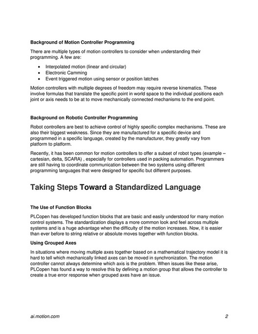 Motion Ai - PLCopen White Paper Motion Ai - Page 1
