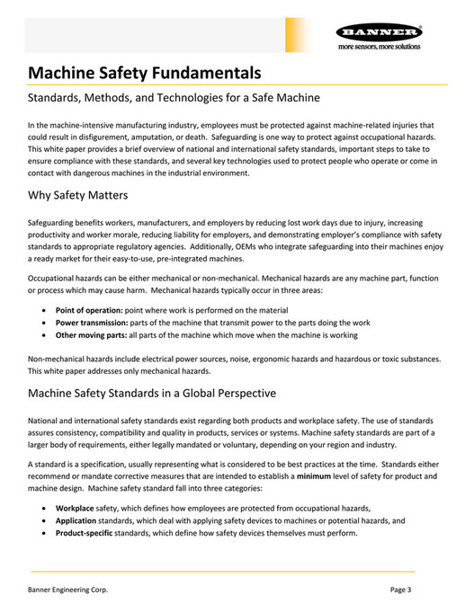 Motion Ai - Banner Engineering - Machine Safety Fundamentals - Page 1