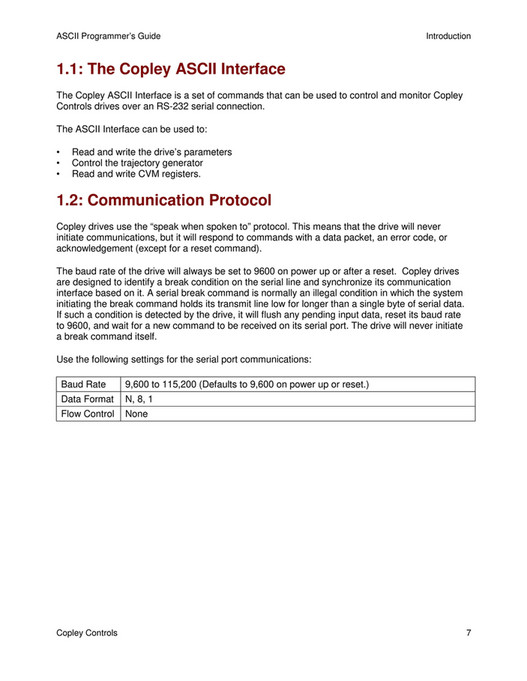 Motion Ai - All-ASCII Programmers Guide Manual - Copley Controls - Page 6-7