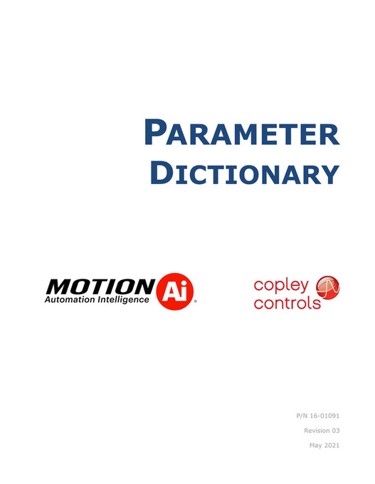 Motion Ai Parameter Dictionary Manual Copley Controls Page 1