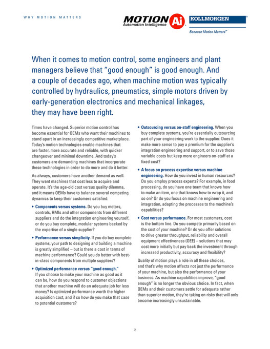 Motion Ai - Why Motion Matters White Paper - Kollmorgen - Page 2-3