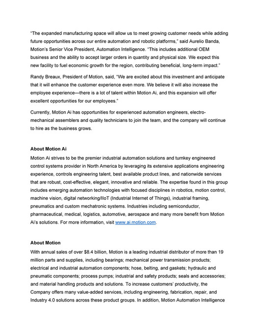 Motion Ai MOTION Ai OPENS NEW FACILITY IN MASSACHUSETTS Page 23
