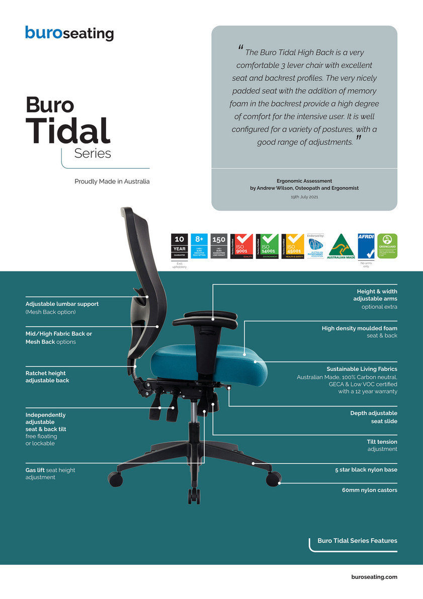 Buro Seating - Buro Tidal chair - Australian Made ergonomic chair