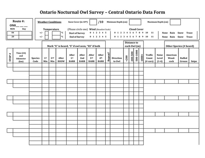 Birds Canada - Ontario Nocturnal Owl Survey - Central Ontario Survey ...