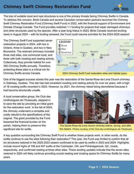 Birds Canada SwiftWatch Newsletter_2024 Page 9