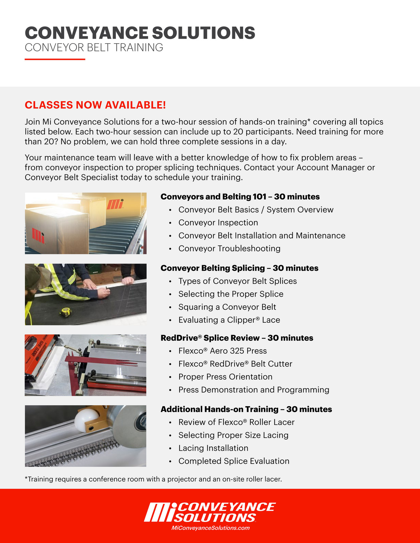 Conveyance Belt Training Flyer Mi Conveyance Solutions Page 2