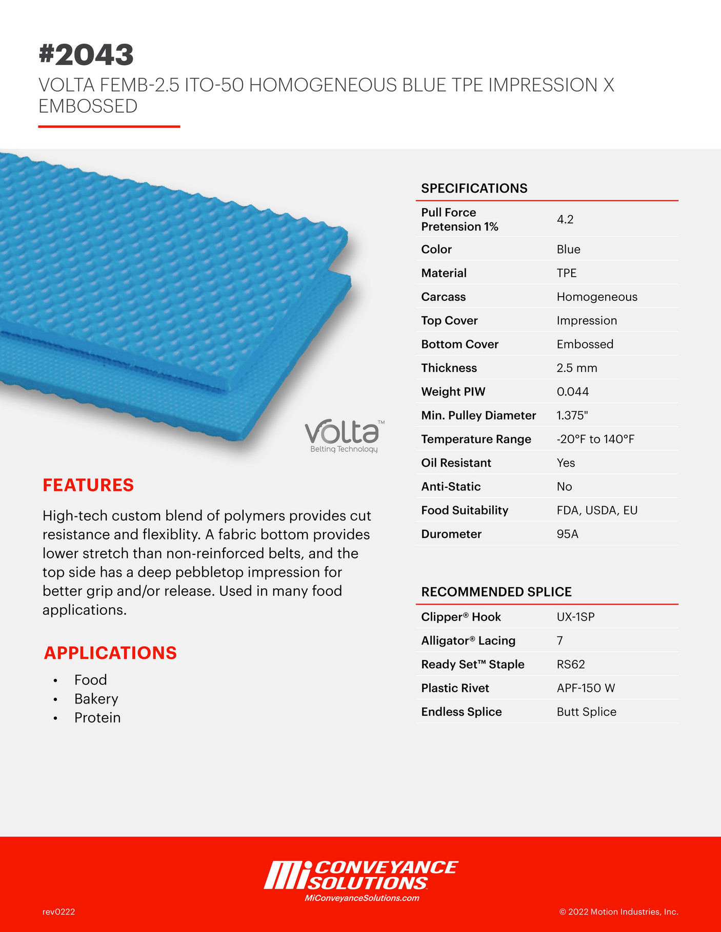 #2043 Volta FEMB-2.5 ITO-50 Homogeneous Blue TPE Impression x Embossed ...