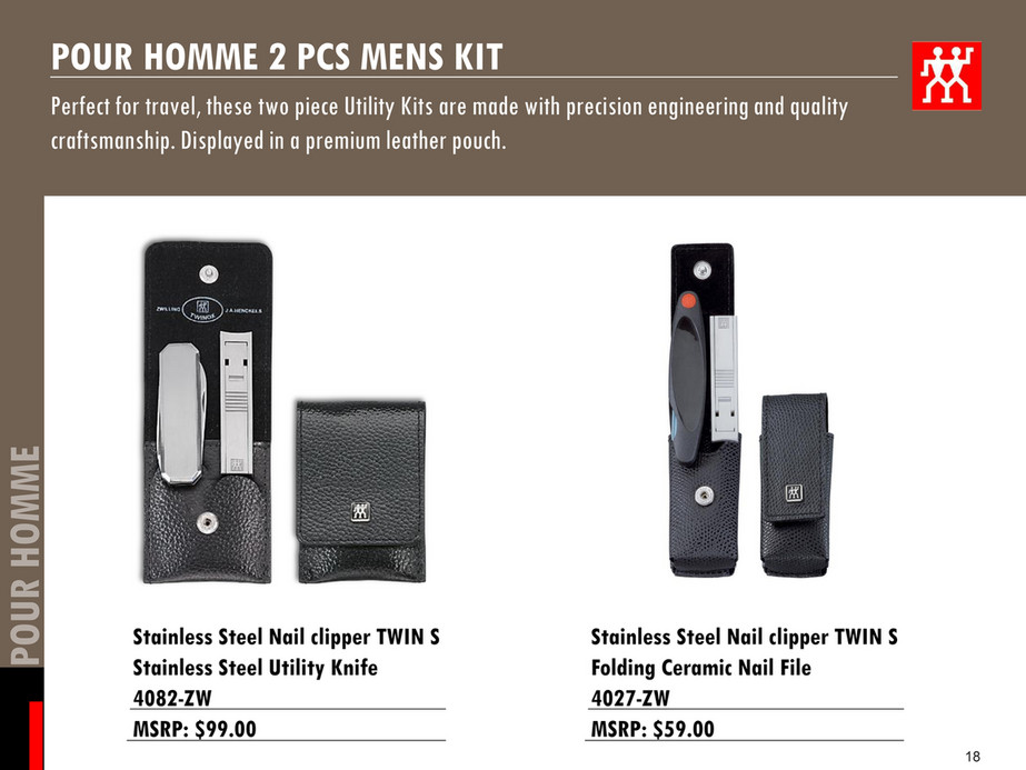 Zwilling Pour Homme Three Piece Face and Nail Grooming Kit Model No. 4080-ZW