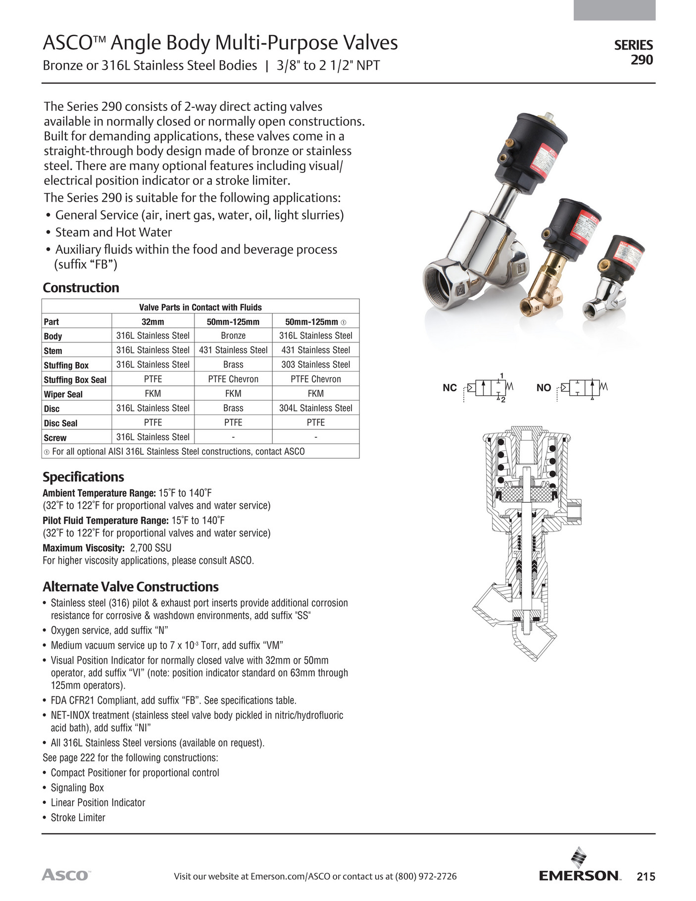 Mi Fluid Power Solutions ASCO Angle Body MultiPurpose Valves Catalog Page 1
