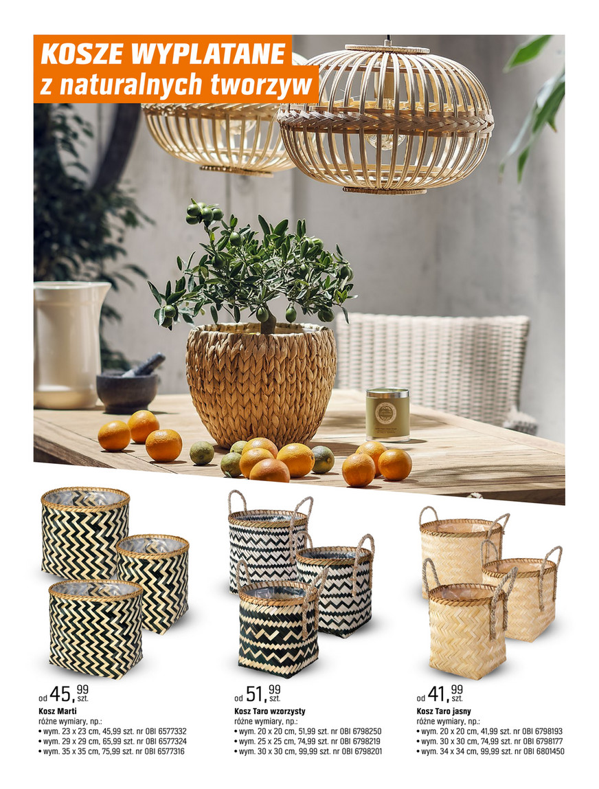 OBI 2022 - Katalog ogrd 2023 - Donica Bahama, okrga, metalowy stojak,  33,5 x 49,5 cm