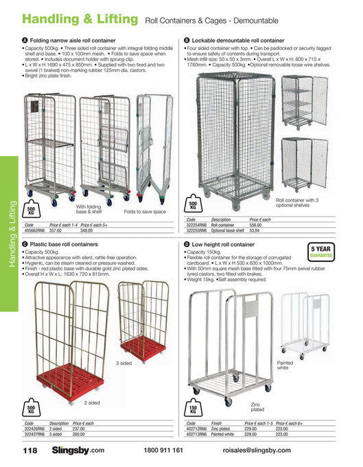 Large demountable roll container, 3 sided