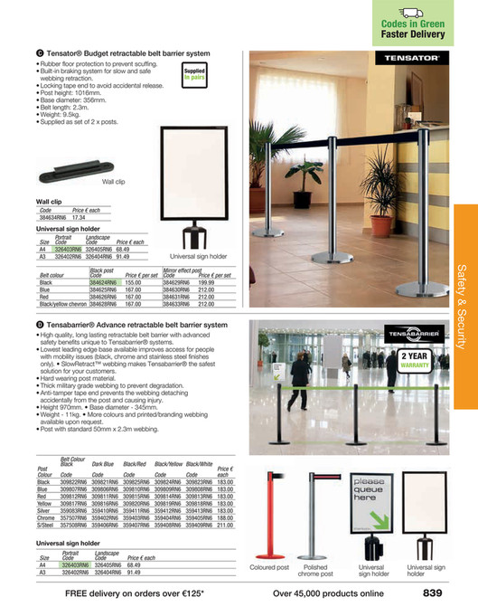Tensabarrier® Advance standard web retractable belt barrier system ...