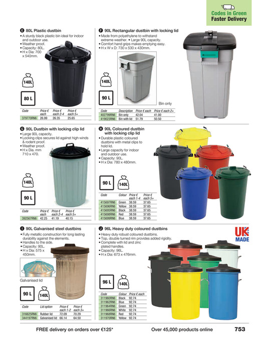 Budget heavy duty round plastic dustbins