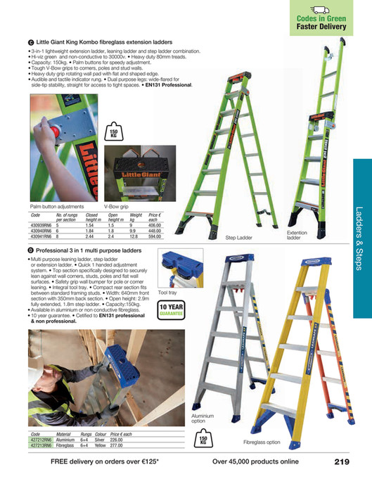 Universal Ladder Color Code Heavy duty 2 section combination ladders with splayed base