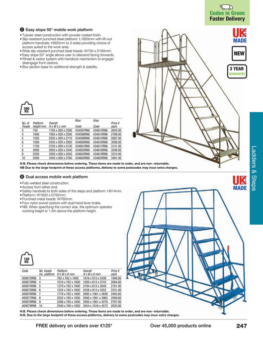 Mobile service platform, easy rise, 6 tread