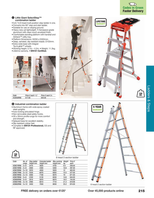 Two Section Ladder Heavy duty 2 section combination ladders with splayed base
