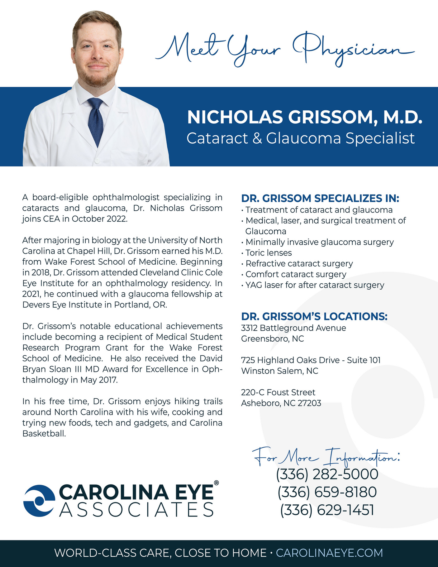 Carolina Eye Associates BIOSHEET Dr Grissom Page 1
