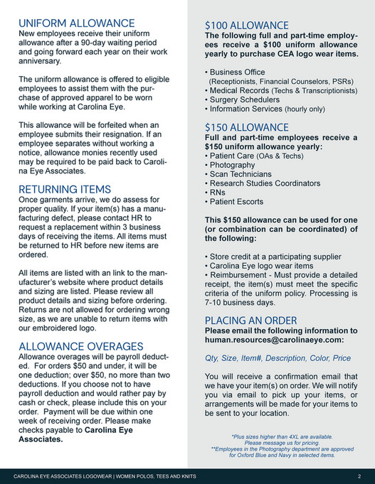 Carolina Eye Associates Carolina Eye LogoWear 2002 Catalog Womens