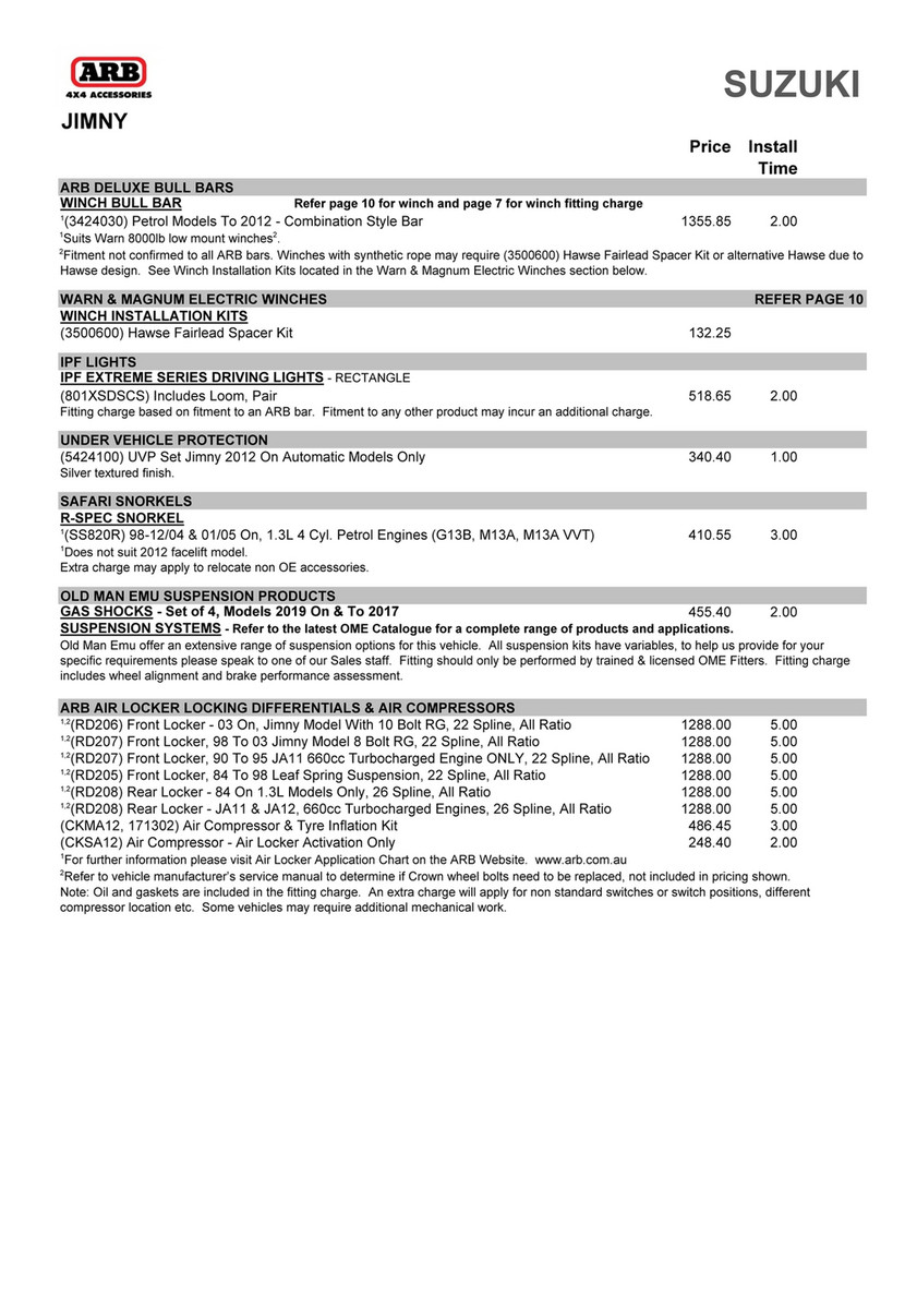 arb jimny bull bar price
