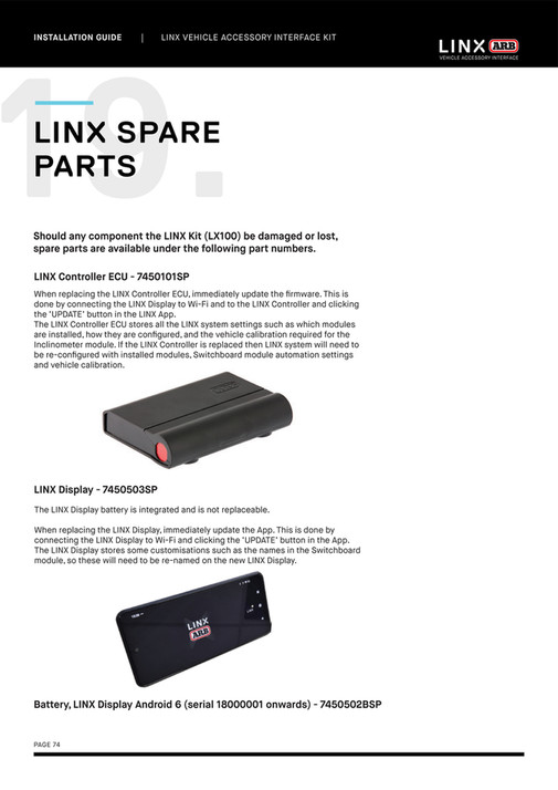 Linx Module Rt3096 ARB 4x4 Accessories - LINX Installation Guide | 01.12.22 - Page 74-75