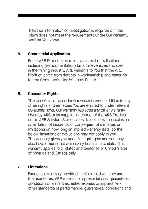 ARB 4x4 Accessories - ARB USA Warranty Booklet October 2020 - Page 4-5