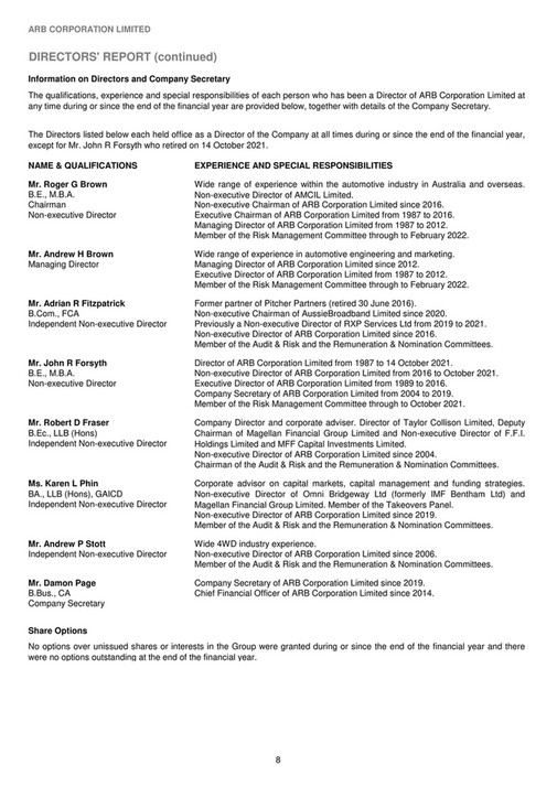 ARB 4x4 Accessories - ARB 2022 Annual Report - Page 12-13