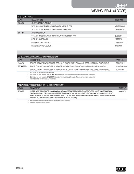 ARB 4x4 Accessories Jeep Application Guides Page 5