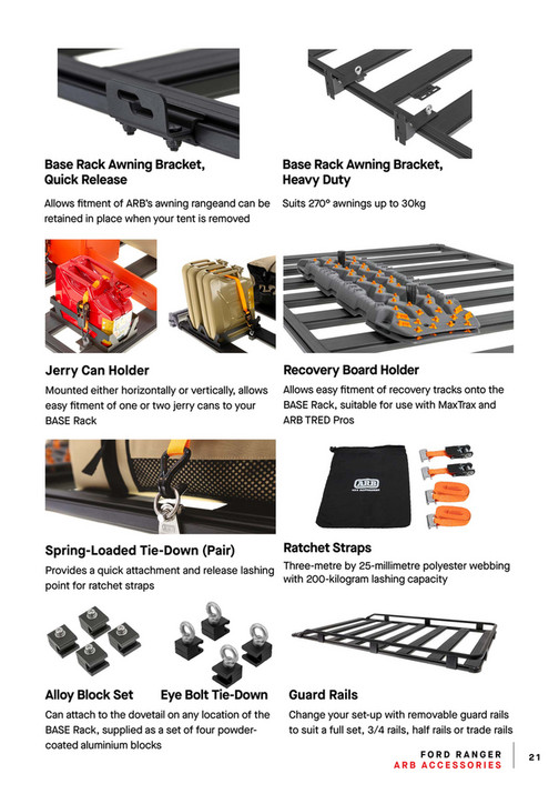 Webbing Bridge Arb Base Rack ARB 4x4 Accessories - ARB Ford Ranger Europe MAY25_Digital - Page 20-21