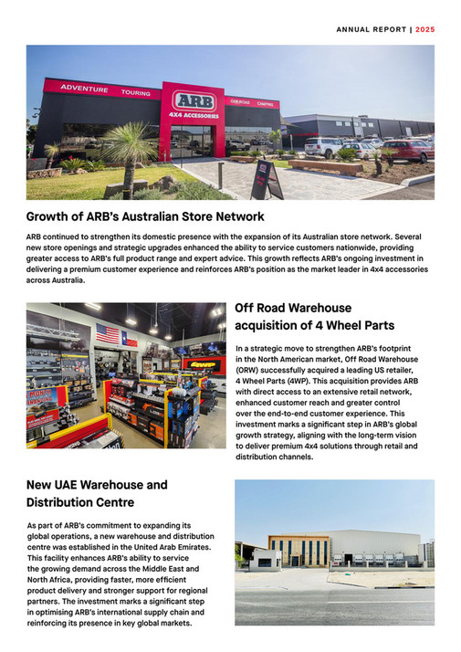 ARB 4x4 Accessories - ARB Annual Report 2025 - Page 2-3
