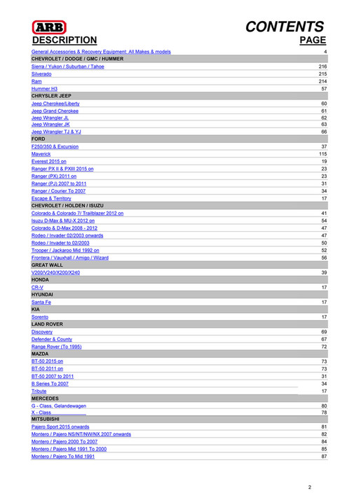 Arb 4x4 Accessories Export Vehicle Application Guide March 19 Page 34