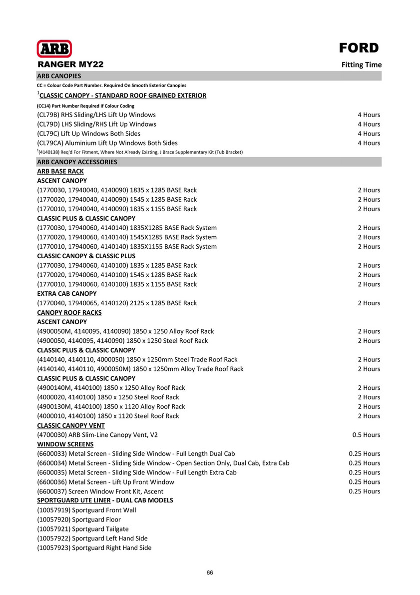 ARB 4x4 Accessories Export Vehicle Application Guide EVAG