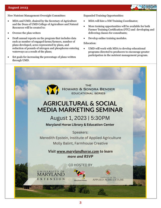 University of Maryland Extension - AG INSIGHT - August 2023 - Page 2-3
