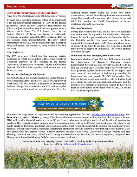 University of Maryland Extension - January 2025 - AG INSIGHT - Page 6-7