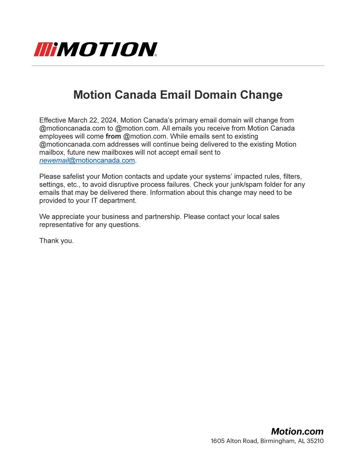 Motion - Motion Canada Email Domain Change EN-FR - Page 1