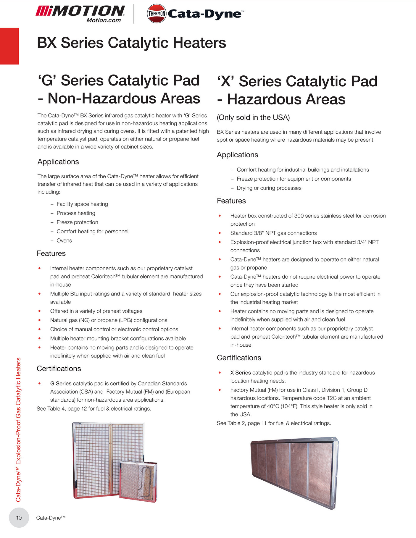 Motion CataDyne BX Series Gas Catalytic Heater Catalog Motion
