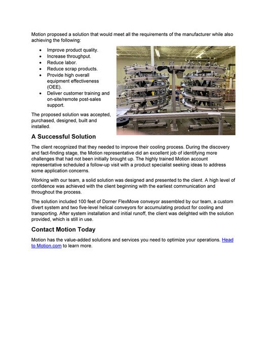 Motion - Case Study - Conveyor Solution for Unique Application - Mi ...